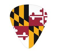 Maryland State Flag 12 Piece Guitar Pick Set Durable Non Slip Different Sizes for Electric Guitar Acoustic Guitar Ukulele