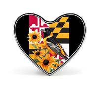 Maryland State Flag Baltimore Oriole Bird Susan Flower Funny Lapel Pins Heart Button Brooch Badge Pin Hat Clothes Bag Jewelry for Men Women