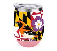 Maryland State Flag Baltimore Oriole Bird Wine Tumbler with Lid 350ml