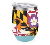 Maryland State Flag Baltimore Oriole Bird Wine Tumbler with Lid 350ml