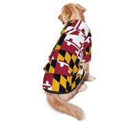 Maryland State Flag Dog Hoodie for Medium Large Dogs, Warm Soft Pet Sweatshirt, Easy to Wear Jumper Clothes
