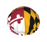 Maryland State Flag Hair Cap For Shower, Waterproof Hair Shower Caps For Long Hair, Non-Slip Cute Shower Cap