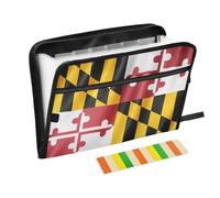 Maryland State Flag Md Plastic Expanding File Folder 13 Pockets A4 Letter Size with Zipper Closure for Home Office Hanging File Folder carpetas de
