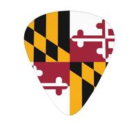 Maryland State Flag Patterned Guitar Picks, 12-Piece Set, Suitable for Bass and Electric Guitar Playing, Ideal for Beginners