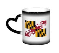 Maryland State Flag Print Ceramic Mug, Black to White Thermochromic Coffee Cup for Home Office Cafe