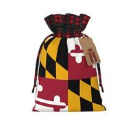 Maryland State Flag print Christmas Drawstring gift Bags Gift Pouch Candy Pouch Wedding Bags 17.5 x 12 cm