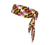Maryland State Flag Print Head Tie Headbands, Ninja Karate Tie, Athletic Sweatbands,Sweat Wicking Workout Head Band