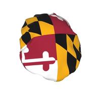 Maryland State Flag Print Shower Cap - Double Layer Breathable, Adjustable Elastic Strap, Durable Hotel Travel Essentials