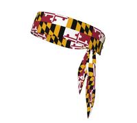 Maryland State Flag Print Sports Head Tie, Hair Band For Workout, Running, Yoga, One Size Fits Most