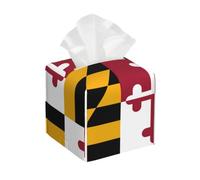 Maryland State Flag Print Square Tissue Box Cover,Leather Tissue Boxes Organizer Holder Decor for Bathroom