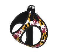 Maryland State Flag Print Step in Dog Harness and Leash Set,Adjustable Reflective Harness for Small Dogs Cats