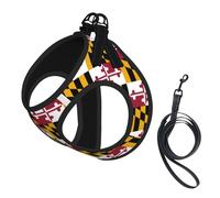 Maryland State Flag Print Step in Dog Harness and Leash Set,Adjustable Reflective Harness for Small Dogs Cats