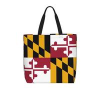 Maryland State Flag Print Tote Bag For Women, Work Handbags, Large Capacity Casual Shoulder Handbags, For Travel Gym