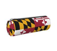 Maryland State Flag Print Women Men Pencil Case Cylindrical Lightweight Pen Pouch Office Stationery Organizer