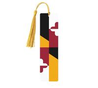 Maryland State Flag Print Wooden Bookmark - Cute Book Mark with Gold Tassel, for Book Lovers Teacher Classroom Gift