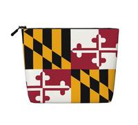 Maryland State Flag Printed Fake Hemp Makeup Bag â€“ Travel Toiletry Organizer, Daily Storage, Business Trip Essential