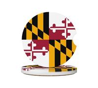 Maryland State Flag Prints Ceramic car coasters (2-pack) absorb moisture, are non-slip and easy to clean for cars, trucks, and boats.