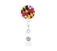 Maryland State Flag Retractable Badge Holder Convenient and Durable for Offices Schools and Hospitals Use