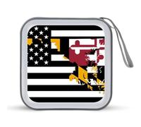 Maryland State Flag U.S. Funny CD Holder 40 Capacity DVD Case Disc Protective Storage Organizer Bag for Car Home Travel