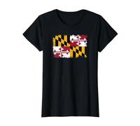Maryland State Flag Value Graphic T-Shirt, Women, Black, S