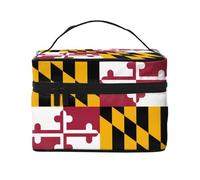 Maryland State Flag Women's Large Capacity Makeup Bag, Portable Travel Makeup Bag, (9x6.5x6.2 inches) Girls Large Makeup Bag Storage Bag