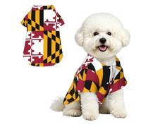 Maryland State Flag XL Pet Hawaiian Shirt for Small Dogs-Cute Summer Beach Outfit for Puppy, Soft Breathable Cat Clothes with Buttons