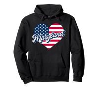 Maryland state patriotic USA heart US flag men women & kids Pullover Hoodie