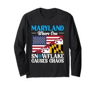 Maryland State Snowflake Causes Chaos America USA Winter Long Sleeve T-Shirt