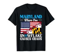Maryland State Snowflake Causes Chaos America USA Winter T-Shirt