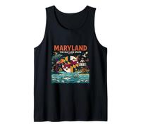 Maryland The Old Line State Chesapeake Bay Travel Icons Tank Top
