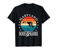 Maryland USA Born & Raised Retro US State Pride T-Shirt