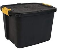 MaryMo Strata 3 Piece Heavy Duty Storage Box, Secure Stackable Case, 42 Litres, 50 x 40 x 35 cm, Resistant to 410 kg, Black/Yellow