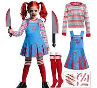 Maryparty Chucky Costume Kids Chucky Fancy Dress for Halloween Party Outfit (150)