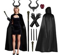 Maryparty Evil Witch Halloween Costume Evil Witch Women Maleficent Horns Headband Evil Maleficent Headpiece for Halloween Cosplay Carnival