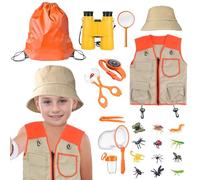 Maryparty Explorer and Safari Costume Vest and Hat Set for Kid Role Play-Great for Park Ranger Paleontologist Zoo Keeper Costume and Camping Gear for Kids