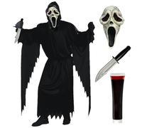 Maryparty Ghost Face Costumes for Adults Kids Scream Costume Outfit Halloween Horror Film Living Dead Fancy Dress (Adults, L)