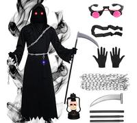 Maryparty Grim Reaper Death Robe Phantom of Darkness Fancy Dress Costume for Halloween Party Outfit (Kids, L)