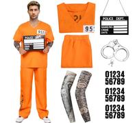 Maryparty Mens Prisoners Convict Costume Orange Prisoner for Halloween Cosplay Dress Up (XL)