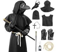 Maryparty Plague Doctor Halloween Costume Adult Scary Halloween Costumes Robe Plague Doctor Mask Cosplay Role Play Party (S)