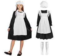 Maryparty Victorian Costume for Girls - Maid Fancy Dress for Halloween, Cosplay, World Book Day (Black, L)