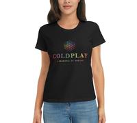 MaryRWhiting Women's Short Sleeve Summer Cotton Cold&Play Logo Print Tee T Shirts Crew Neck T-Shirt Tops Tshirt for Women Big Teen Girl Fans Merch Band Clothes Gift
