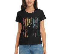 MaryRWhiting Women's Short Sleeve Summer Cotton Cold&Play Logo Print Tee T Shirts Crew Neck T-Shirt Tops Tshirt for Women Big Teen Girl Fans Merch Band Clothes Gift
