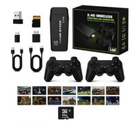 MARYS ELLEAY Wireless Retro Gaming Console, 20000+ Built-in Games, 9 Emulators, 4K HD, 2 Game Controllers, Wireless Dongle, Plug and Play for TV (128G+Two Wireless Controllers+40000Game)