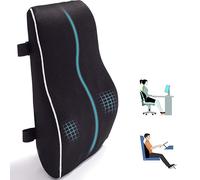MarysDe@lz Lumbar Pillow Cushion, Memory Foam Back Support Cushion Lumbar Support for Office Chair, Car Seat, Recliner, Back Cushion with Extension Strap and Carry Bag Black