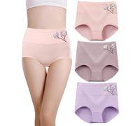 marysgift Panties for Women Ladies Full Briefs Multipack High Rise Full Briefs Comfy Sports Knickers Pack of 3 Cotton Underwear (L04,XL UK 12 14)