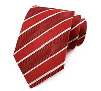 marysgift Red Tie Striped Wedding Mens Necktie Plain Business Formal Ties (LUD46 Red Stripe, 94)