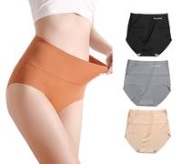 marysgift Seamless Knickers for Women High Waist Knickers Cotton No Vpl Underwear Cotton Briefs Multipack UK 8 10 L BI1