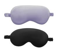 marysgift Sleep Mask 2 Pack Silk Eye Cover Soft Satin Blindfold Elastic Strap Night Eyeshade Travel Nap for Women Men, YZ0009