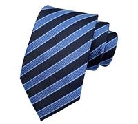 marysgift Stripe Tie Dark Black Blue Geometric Trendy Patterned Fashion Business Neck Ties (TW-02 Blue Stripe, 74)