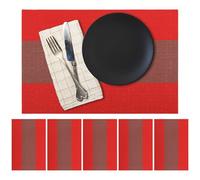 marysgift Table Mats Red Set of 6 Placemats Woven Vinyl Placemat for Dining Non Slip Washable Wipeable Kitchen Tablemats Durable Indoor Outdoor 17.7"X11.8" Red